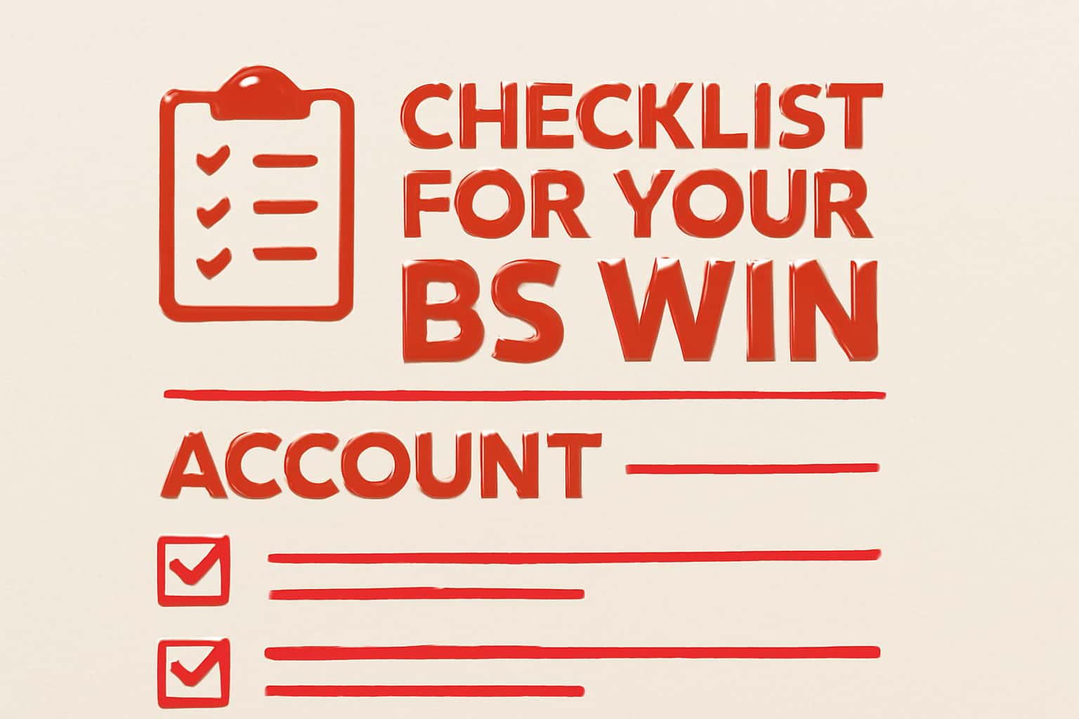 An informative depiction illustrating the BS Win account checklist.