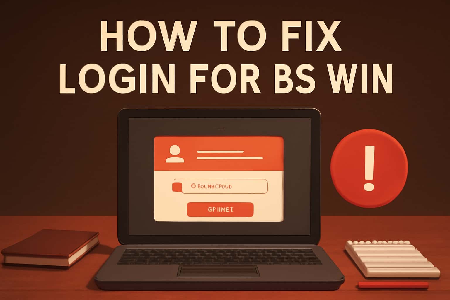 An informative illustration representing troubleshooting login for BS Win.