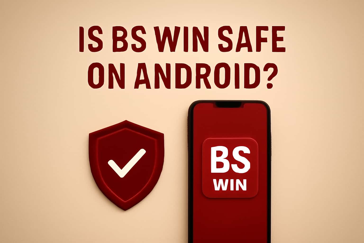 An educational graphic showing the title 'Is BS Win Safe on Android?' in a professional layout.